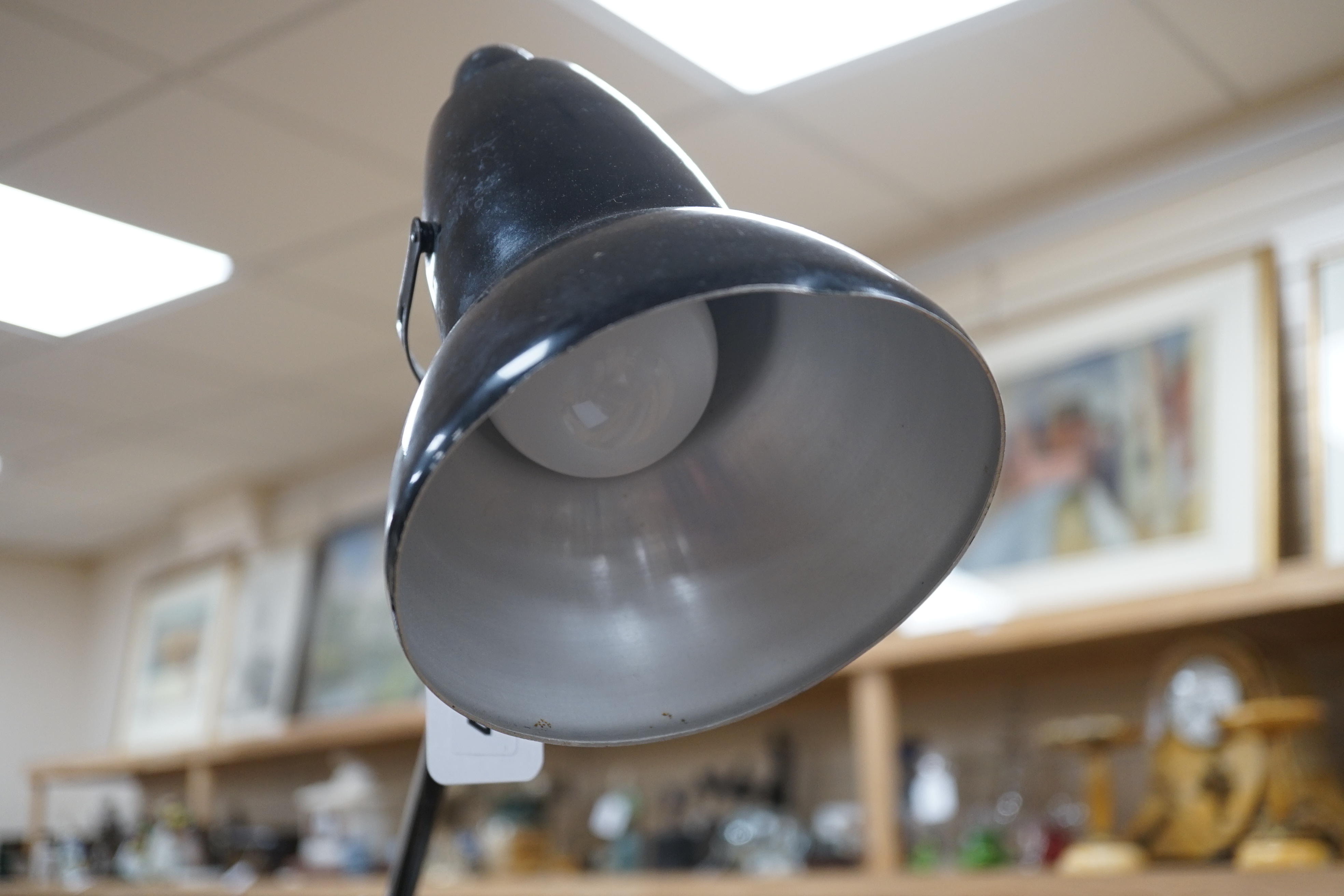 An black enamel anglepoise lamp, full height 93cm